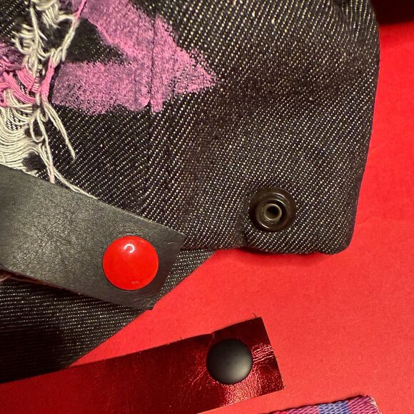 One-of-a-Kind Upcycled Purple Denim Cap with 4 Pins – Street Style, Adjustable main image 6